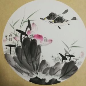 国画写意扇面小品