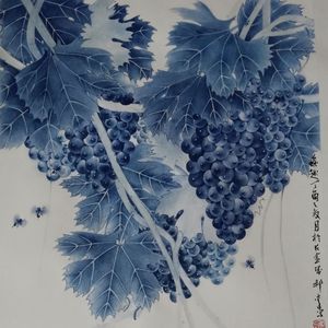 水墨青花葡萄