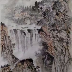 岭上观瀑