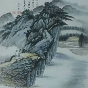 登峰观湖图
