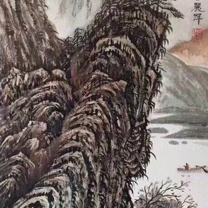 何丽萍山水画江上笛声