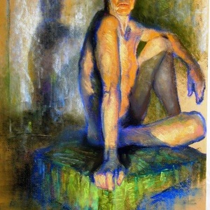 人体写生色粉画