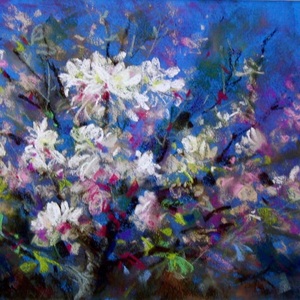 春花，色粉画