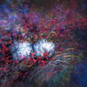 秋花，色粉画
