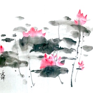 水墨画荷花