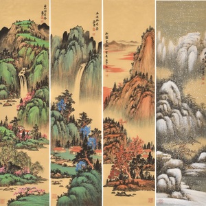 仿古，山水，四条屏。