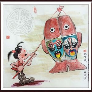 童子戏鱼图之脸谱鱼2