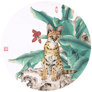 卢芳工笔画菽猫作品