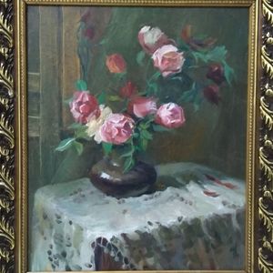 油画《花卉一牡丹》