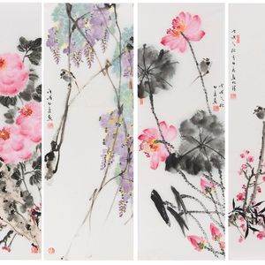 香满园四条屏