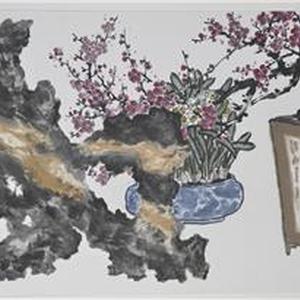 花伴灵石耀庭院