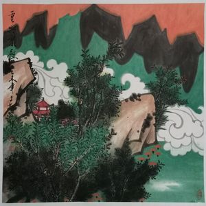 晚钟羞得夕阳红